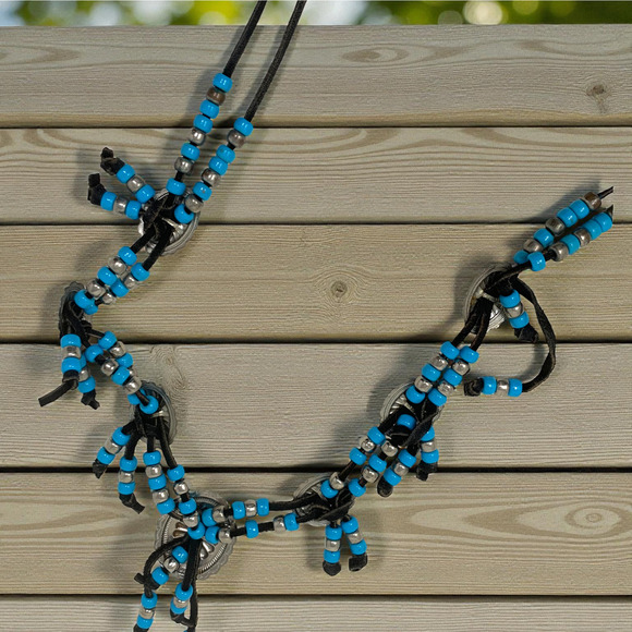 Vintage Artisan Made Southwestern Concho & Beaded Leather Tie Belt OOAK - Picture 5 of 5